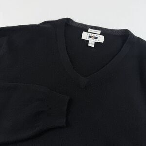 Joseph Abboud 100% Cashmere Sweater Mens L Black V Neck Pullover Classic Preppy
